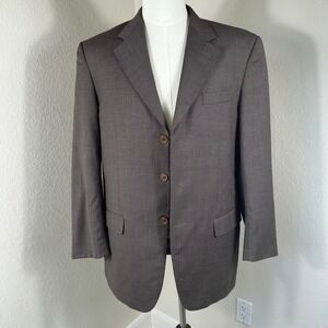 Firado Hand Tailored Italian Wool Blazer Mens 42 Brown Professional Business